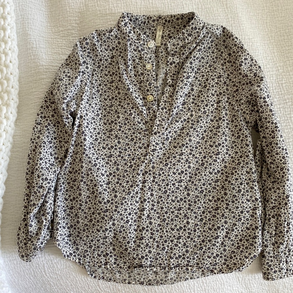 Rylee + Cru Floral Button Down Shirt - Black and White